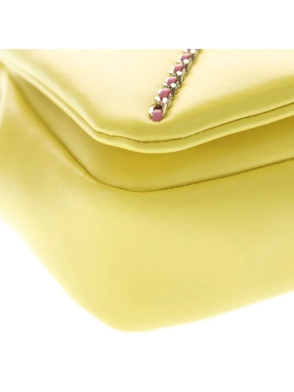 Chanel CC Logo Lambskin Flap Chain Shoulder Bag Yellow